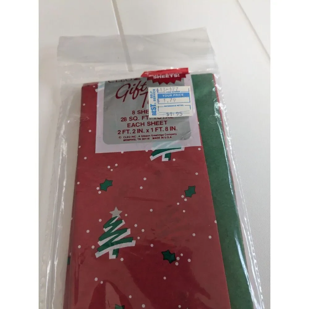 Vtg Cleo Holiday Gift Tissue Paper - 2 Sealed Packs - 8 Sheets in ea.